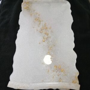 Elegant White and Gold Decorative Tray